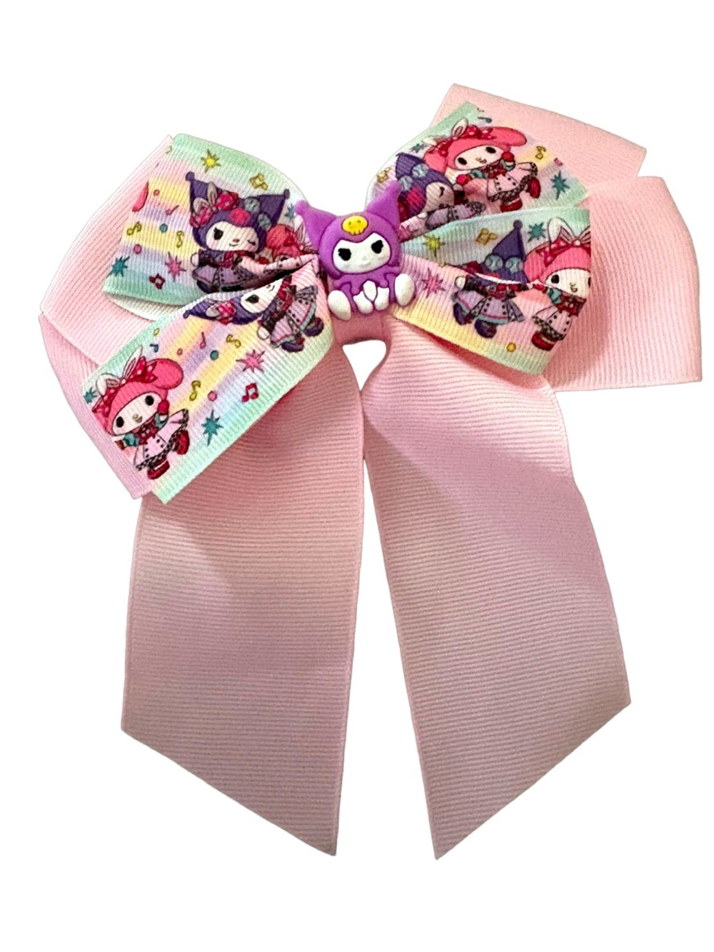 Sanrio Kuromi My Melody Hair Bow Clip Pink Ribbon Girls Accessory